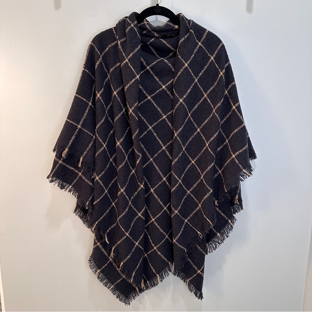 NEW! Madewell Blanket Scarf Buffalo Check Plaid Black Cream Shawl EUC NWOT